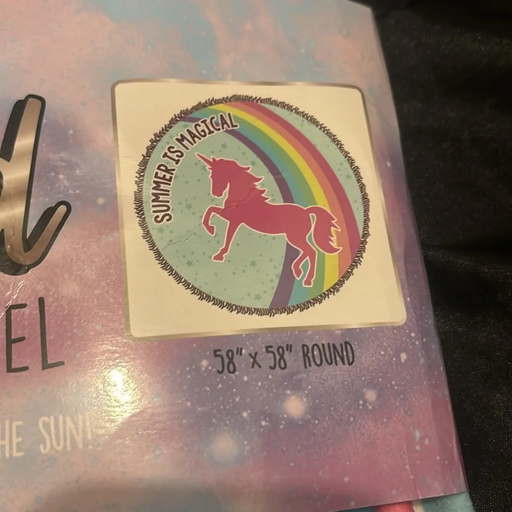 Unicorn Round Beach Towel NWT NEW